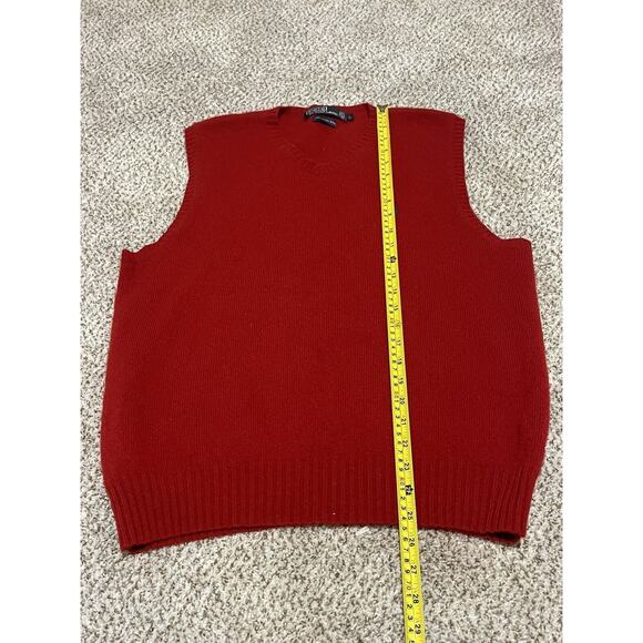 Vintage Polo Ralph Lauren Sweater Vest Adult XL Red 100% Lambs Wool Men’s - Picture 7 of 7